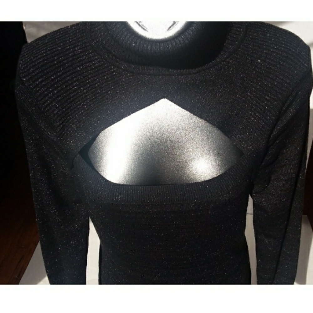Sexy stretchy cut out blingy turtleneck dress - Picture 4 of 6
